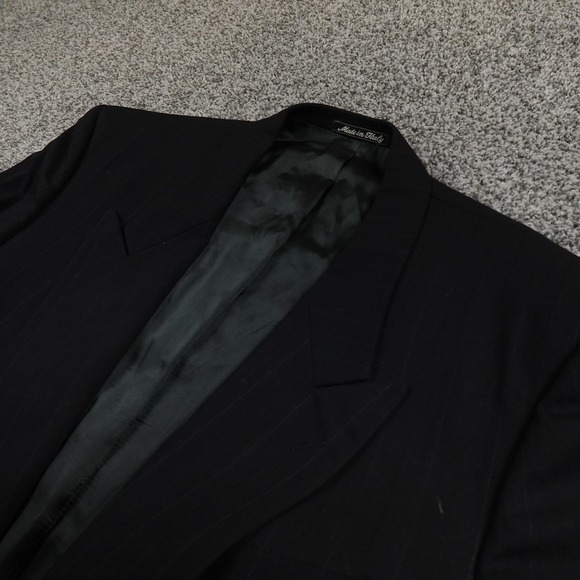 VTG Girogio Armani Blazer Mens 42 Black Wool Peak Sport Coat Suit Jacket Italy